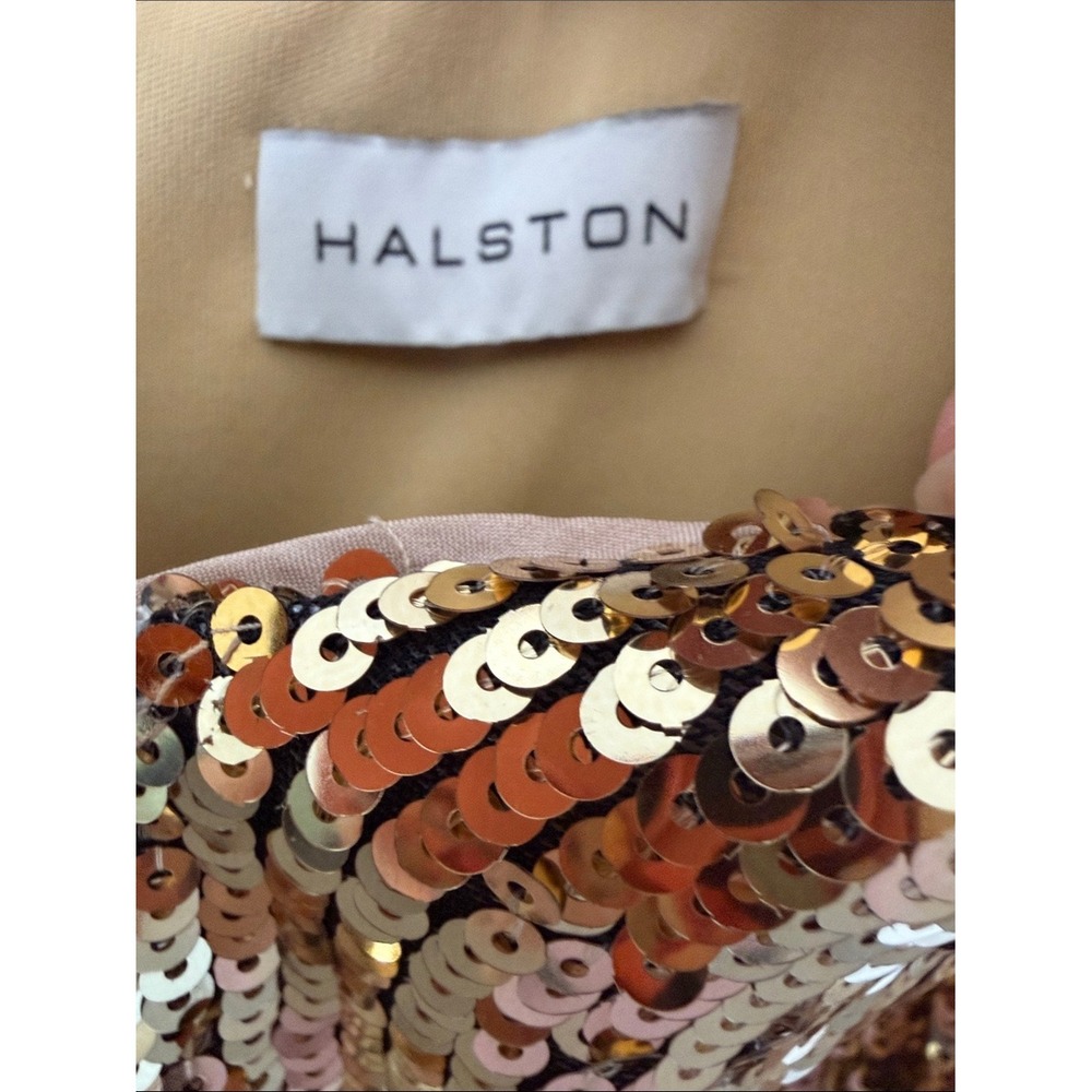 Halston Zahra Gold Degrade Sequin Column Gown Sleeveless Formal NWOT Size 4 - Picture 5 of 5